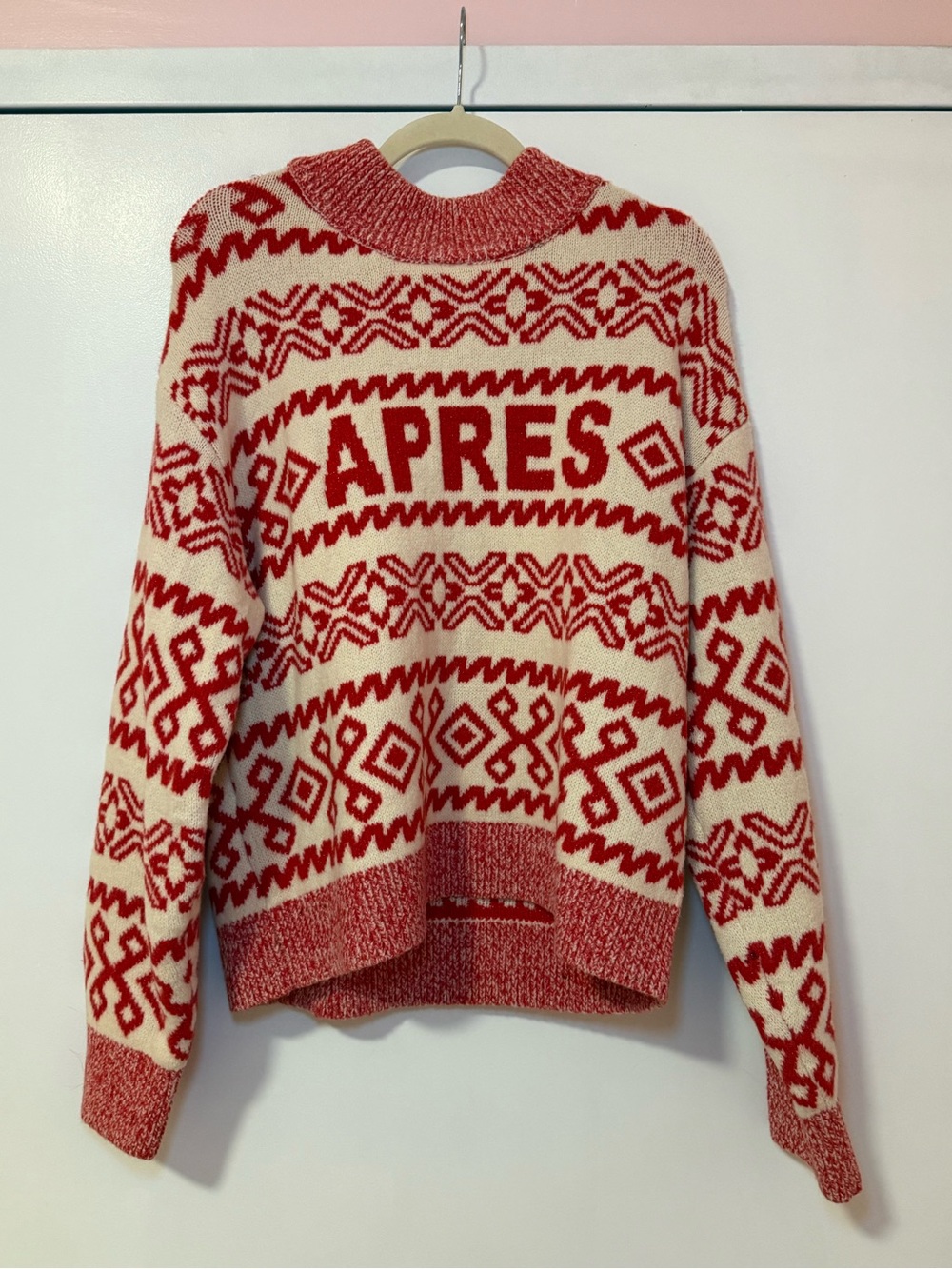 Target Red & Cream Fair Isle 'APRES' Turtleneck Sweater